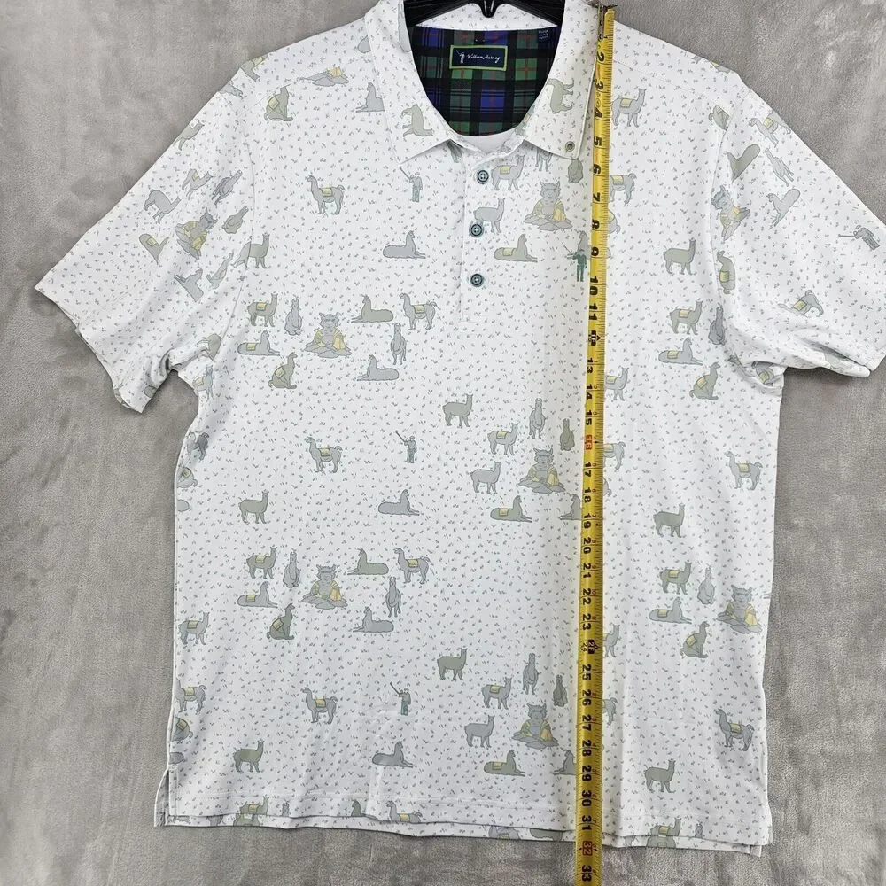 William Murray Polo Shirt Mens XL Dalai‎ Llama All Over Print Golf Casual